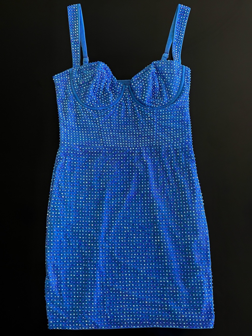 Oh Polly Ines Cobalt Blue Embellished Mini Dress - Picture 2 of 14
